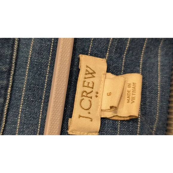 Women's J.CREW Blue & White Striped Denim Mini Dress Size 6 - Picture 7 of 8